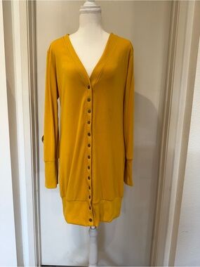 Merokeety V-Neck Snap-Front Cardigan - Mustard NWTS
